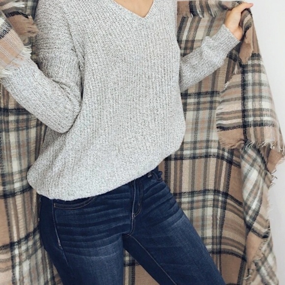 🆕 Juneau - Beige Plaid Blanket Scarf - Picture 7 of 8